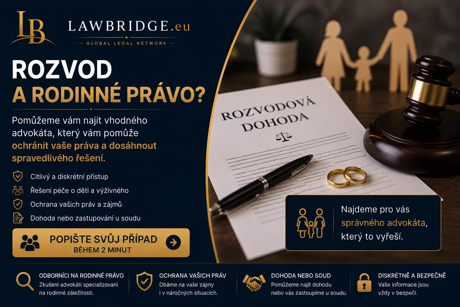 Rozvod a rodinné právo | LawBridge Rozvod a rodinné právo – případová studie LawBridge pomáhající klientům najít správného advokáta.