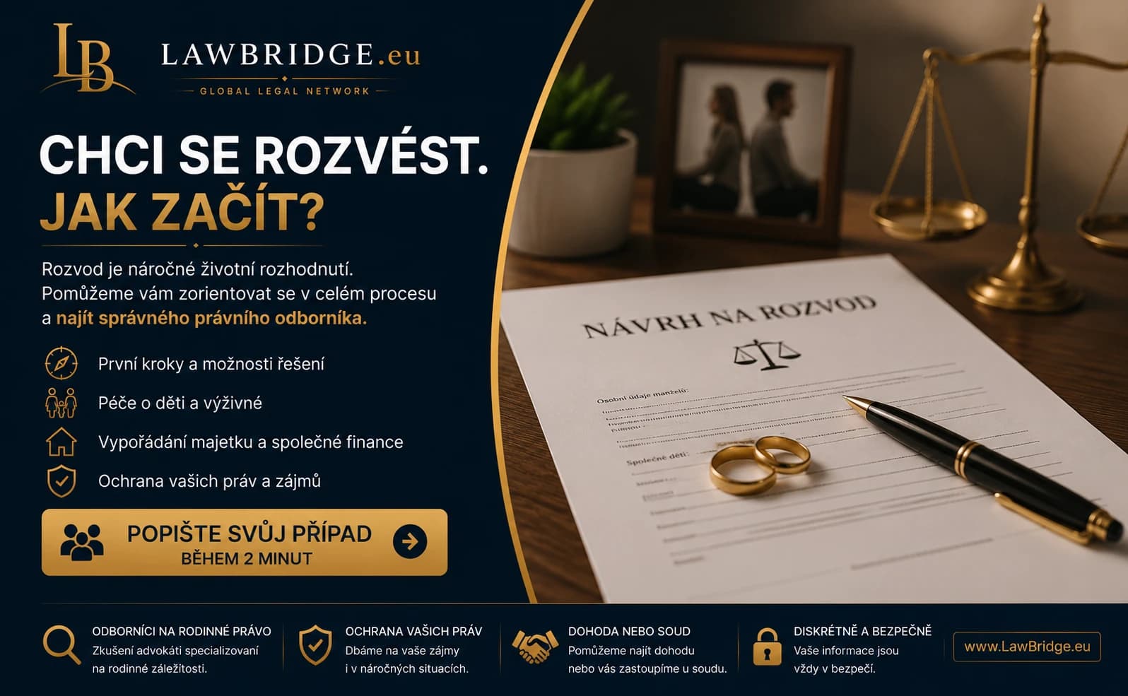 Dokumenty a kroky k podání návrhu na rozvod | LawBridge Chci se rozvést. Jak začít? LawBridge vám pomůže zorientovat se v celém procesu podání návrhu na rozvod.